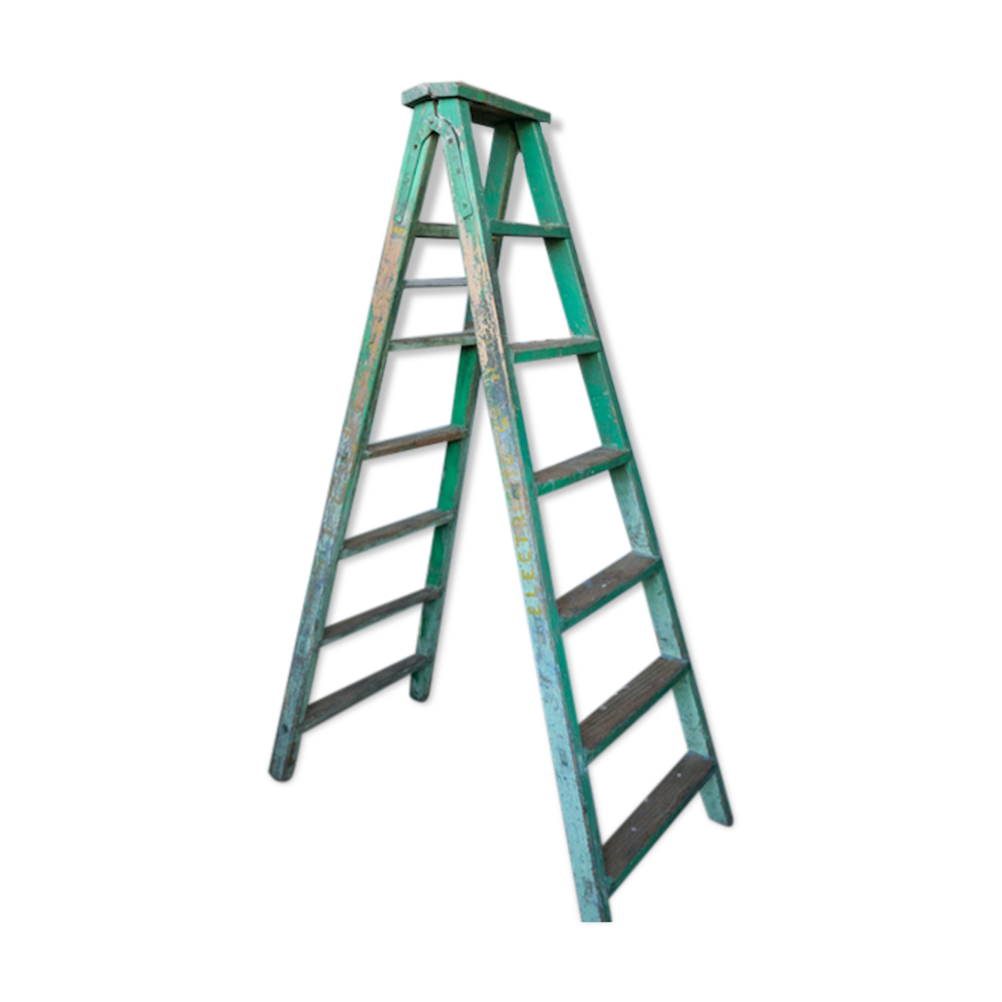 Wooden workshop folding stepladder