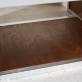 Pair of 70's aluminum and mahogany coffee/sofa end tables