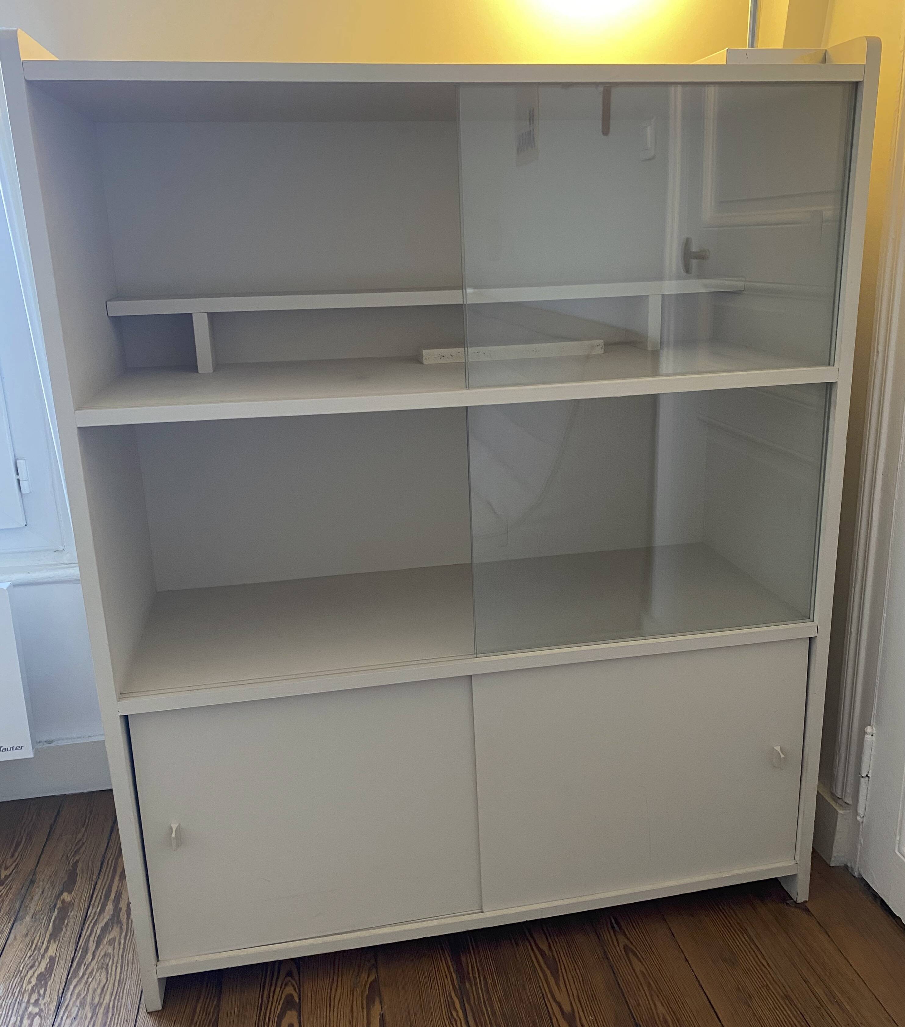 Beige wooden bookshelf