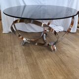 Smoked glass and chrome coffee table from the 70s