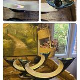 Magnifique Paire De Bougeoirs En Verceram 1950