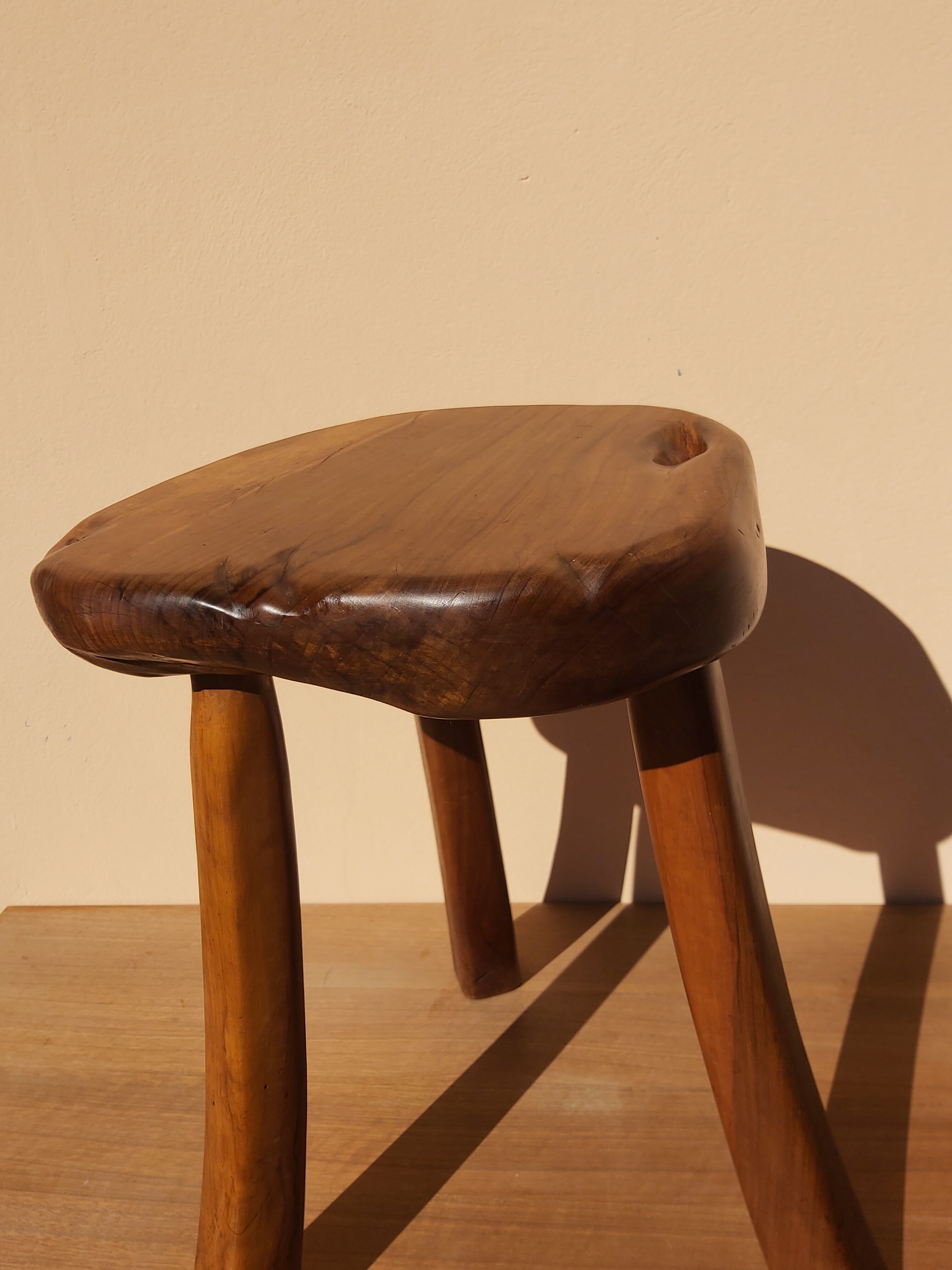 Vintage olive wood tabouret