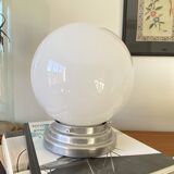 Ceiling light fixture globe white opal glass 20 cm aluminium base