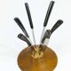 Carl Aubock II Knife Holder in Walnut with 6 Amboss Knives, Austria, 1950s