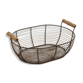 Oval metal basket with wooden handles – Country style
