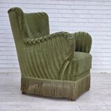 1960s, Danish armchair, original green furniture velour.
