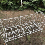 Folding child's bed with wrought iron canopy or romantic garden bench 19th
