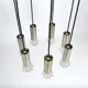 Vintage suspension lamp in chrome metal and glass 1970