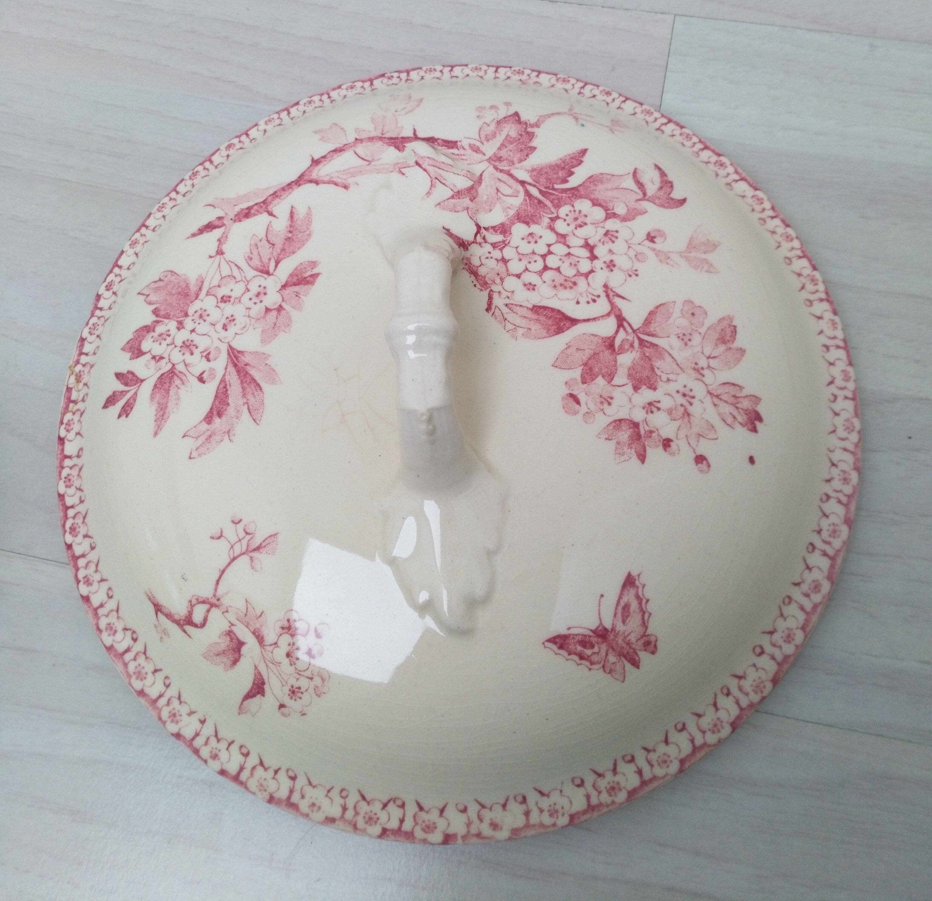 Iron earth tureen from Gien model Pink Hawthorn