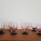 Lot de 6 verres art deco ancien  bicolores