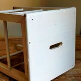 Workshop stool in vintage patinated solid wood