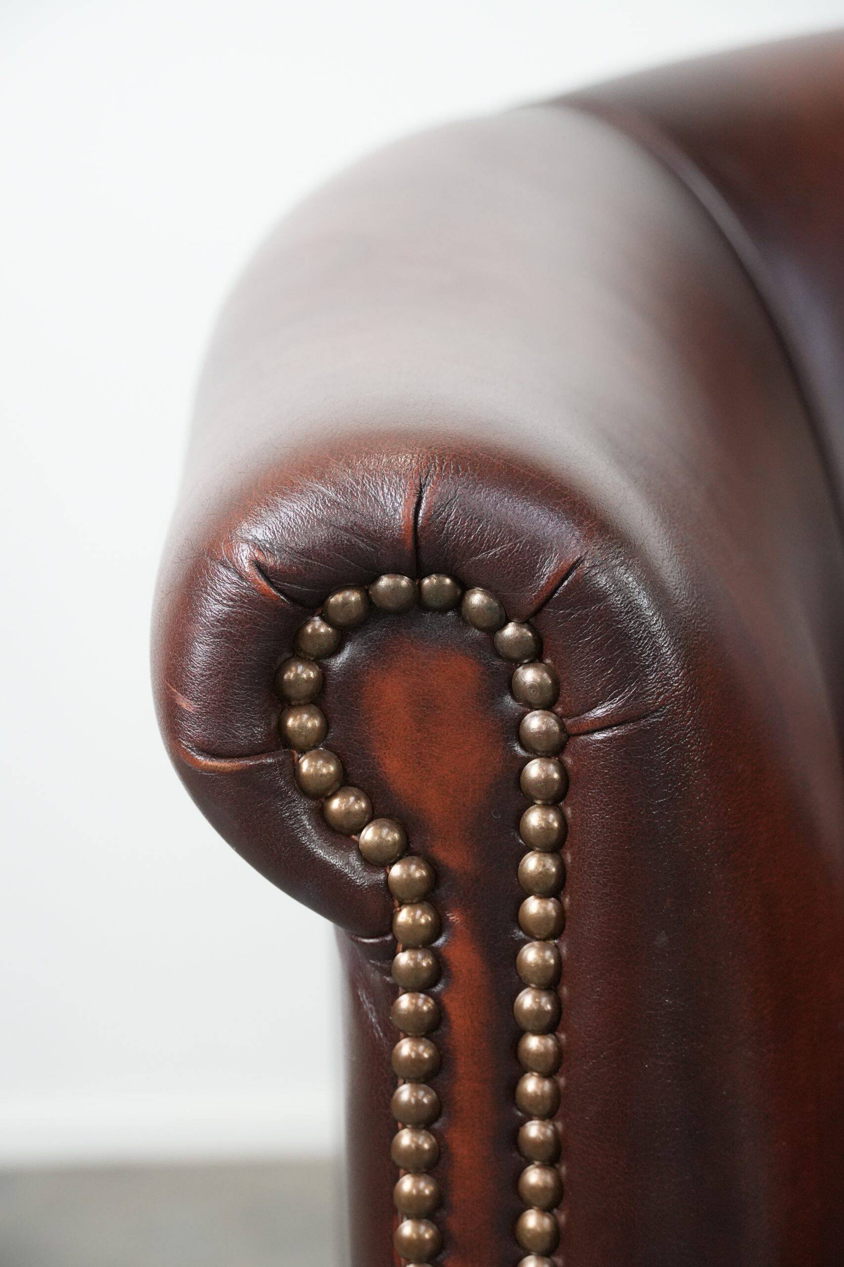 Set of two cow leather club armchairs in a luxurious red/brown colour