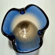 Blue and amber Murano glass ashtray/trinket dish 1960-70