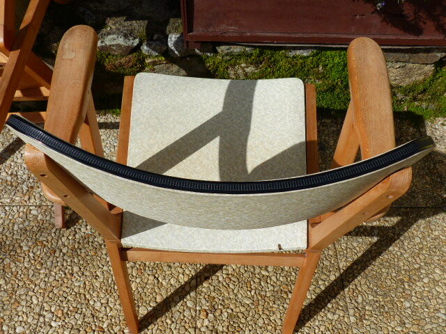 Pair of Bridge skai and wood chairs years 70's