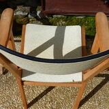 Pair of Bridge skai and wood chairs years 70's