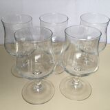 Set of 5 burgundy wine glasses