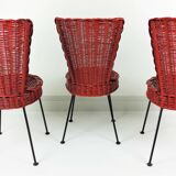 3 rattan and metal chairs 1950