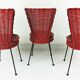 3 chaises en rotin et métal 1950