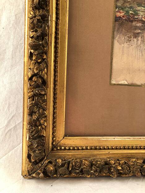 Louis Tauzin (1842-1915), “Landscape at the river” watercolor signed and framed