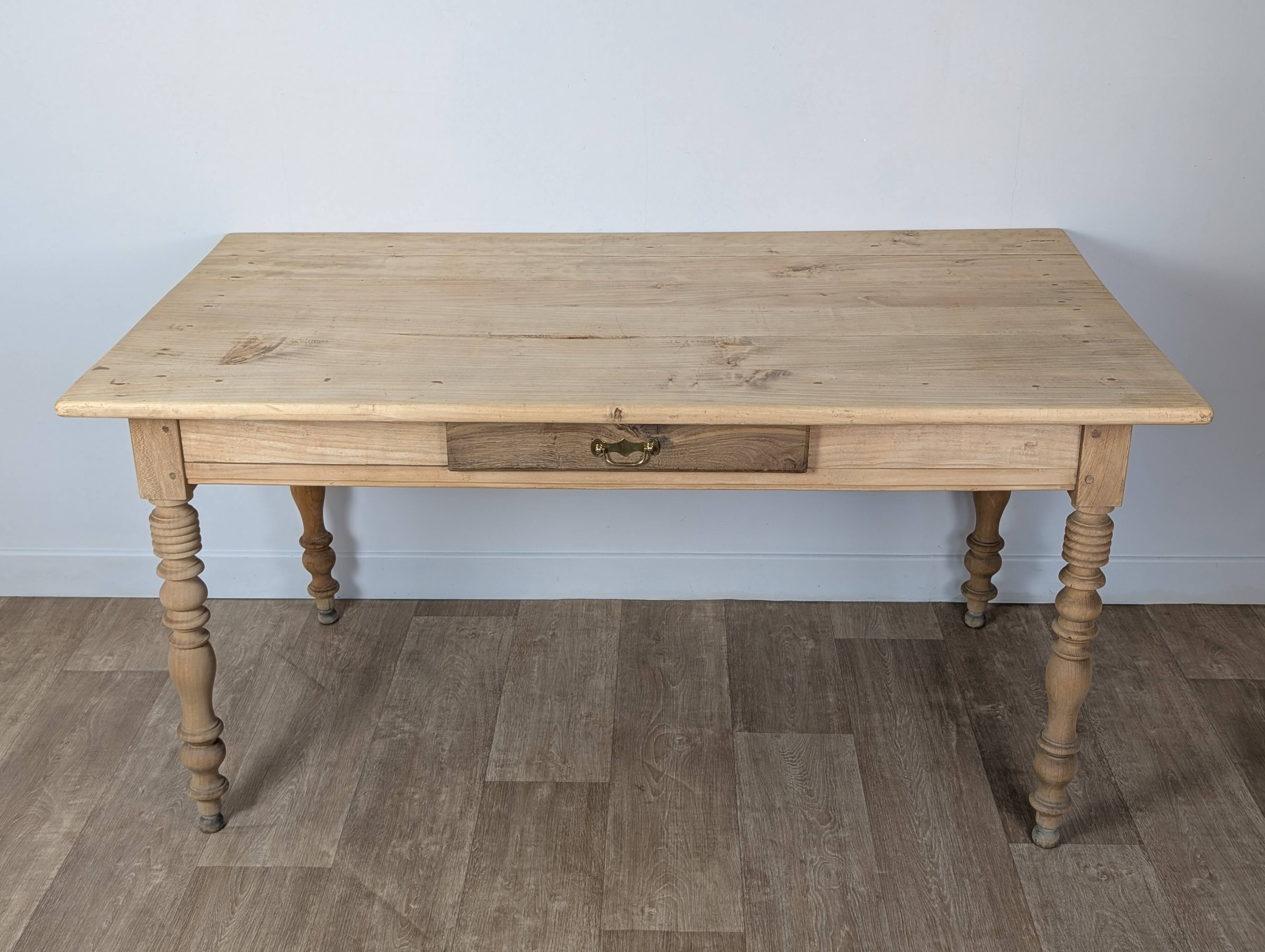 Raw wood farmhouse table
