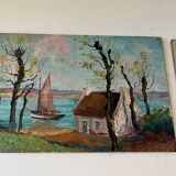 Pair of seascape paintings on Brittany panel
