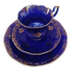 Superb Coffee/Tea Trio in Cobalt Blue & Gold Porcelain - Chodzież Poland