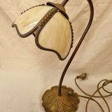 Bronze water lily lamp & glass paste