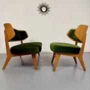 Sofa and armchair designed by Herta-Maria Witzemann, moulded wood, 1960s.