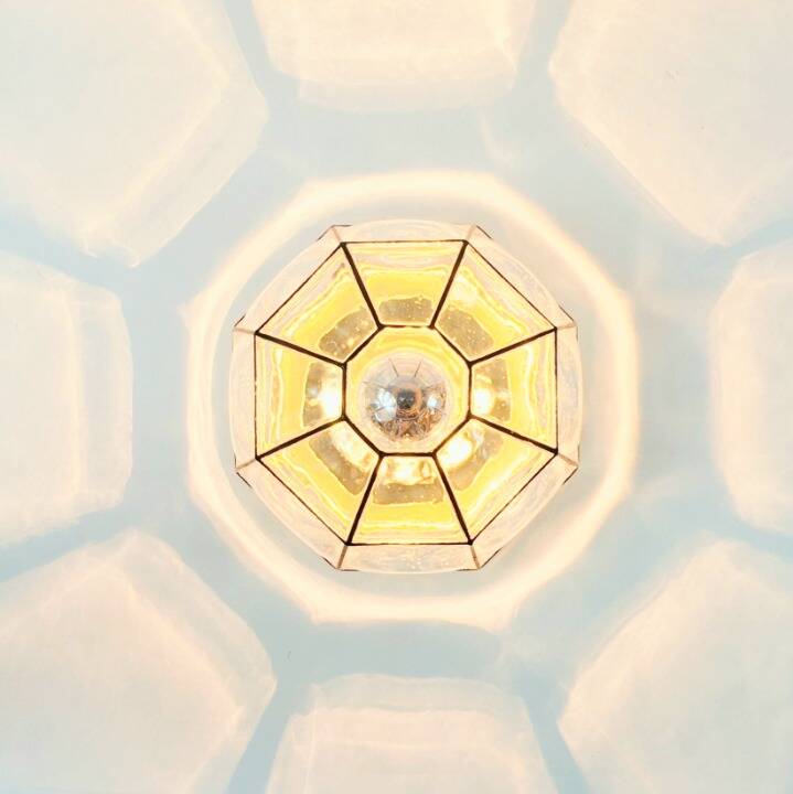 Mid-Century Glass & Brass Ceiling Light or Wall Lamp - Limburg, 1960s/1970s