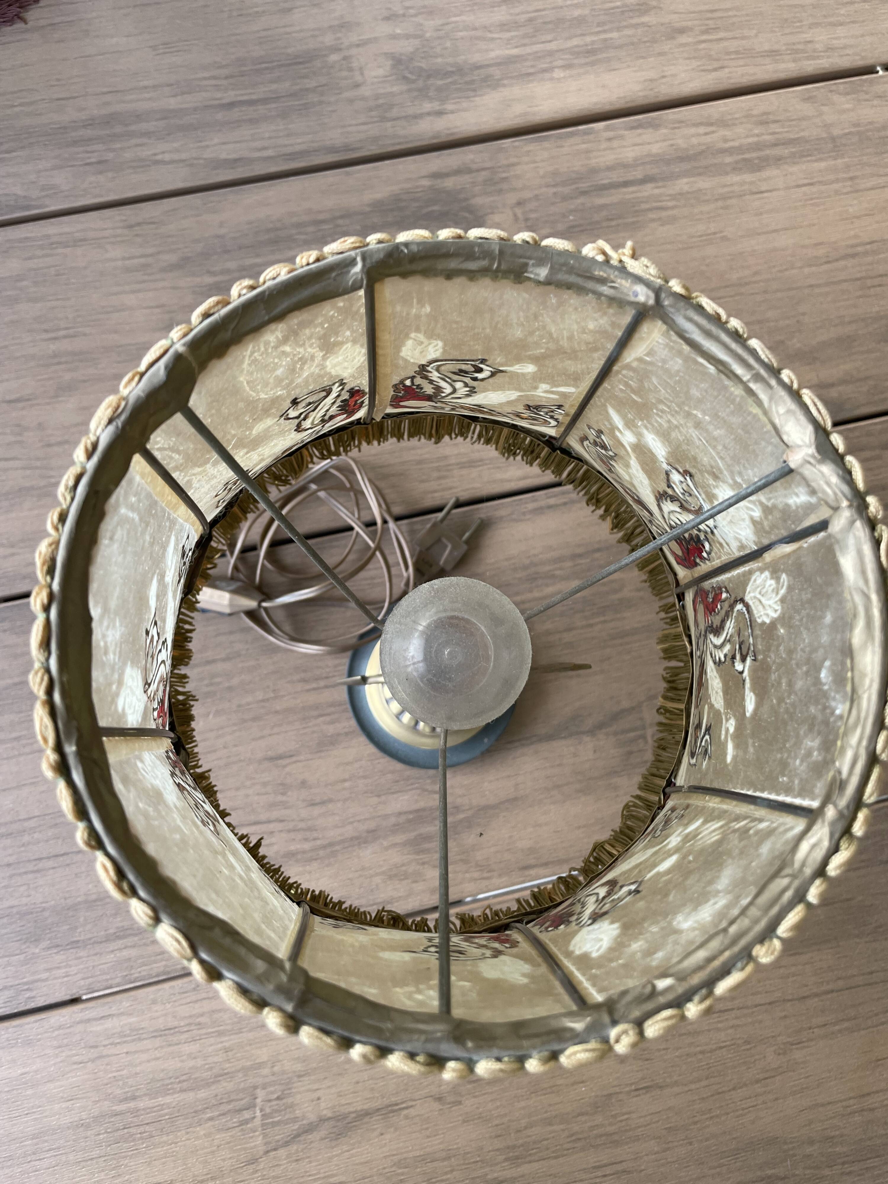 Fringed stretched skin lamp