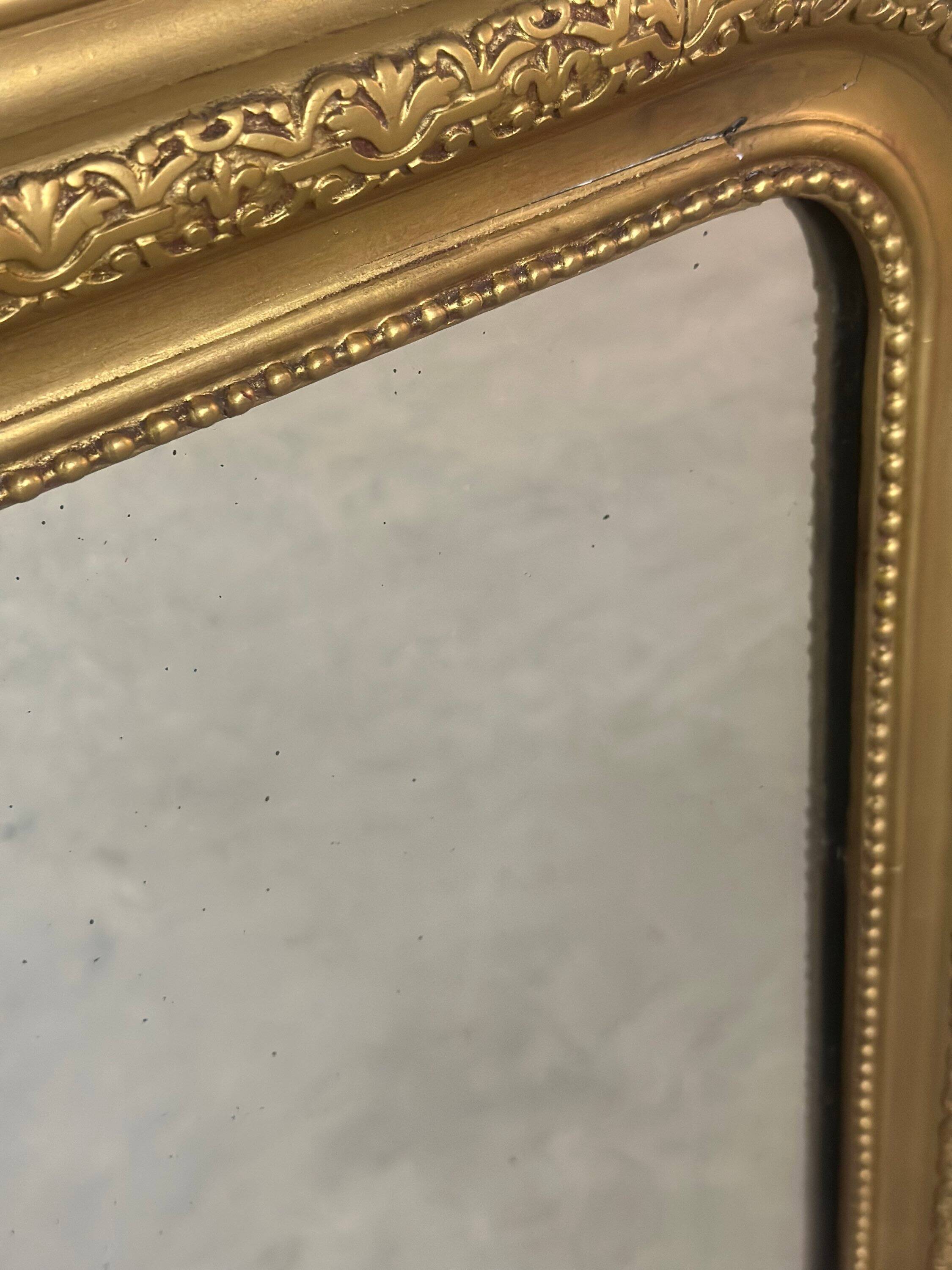 Antique Louis Philippe gilded vintage fireplace mirror - 86.5 x 62 cm