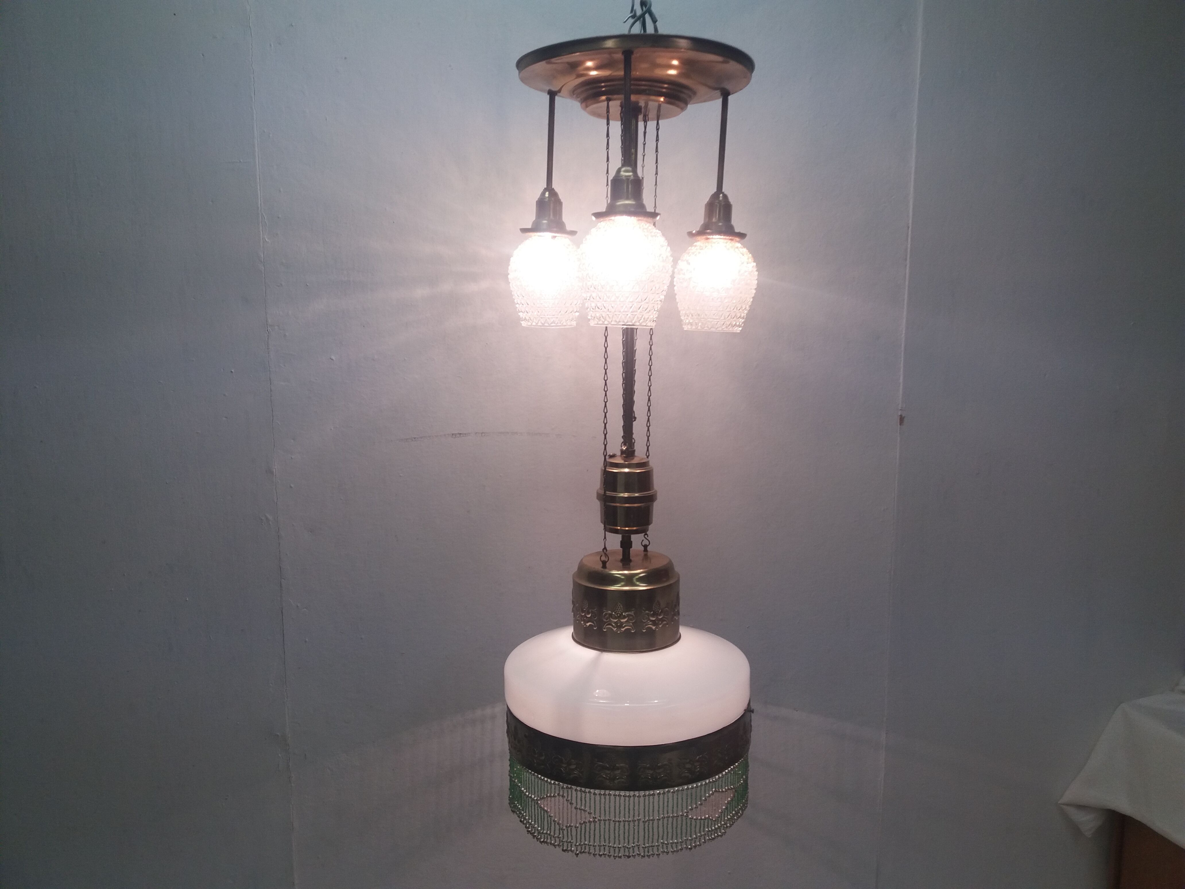 1910 Art Nouveau pull-out chandelier, Czechoslovakia