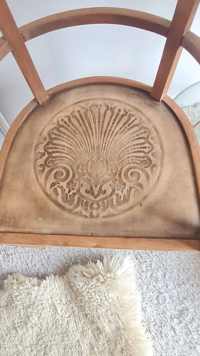 Pair of chairs in the style of antique armchairs circa 1940 - engraved seat.