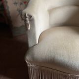 Old toad armchair in beige velvet