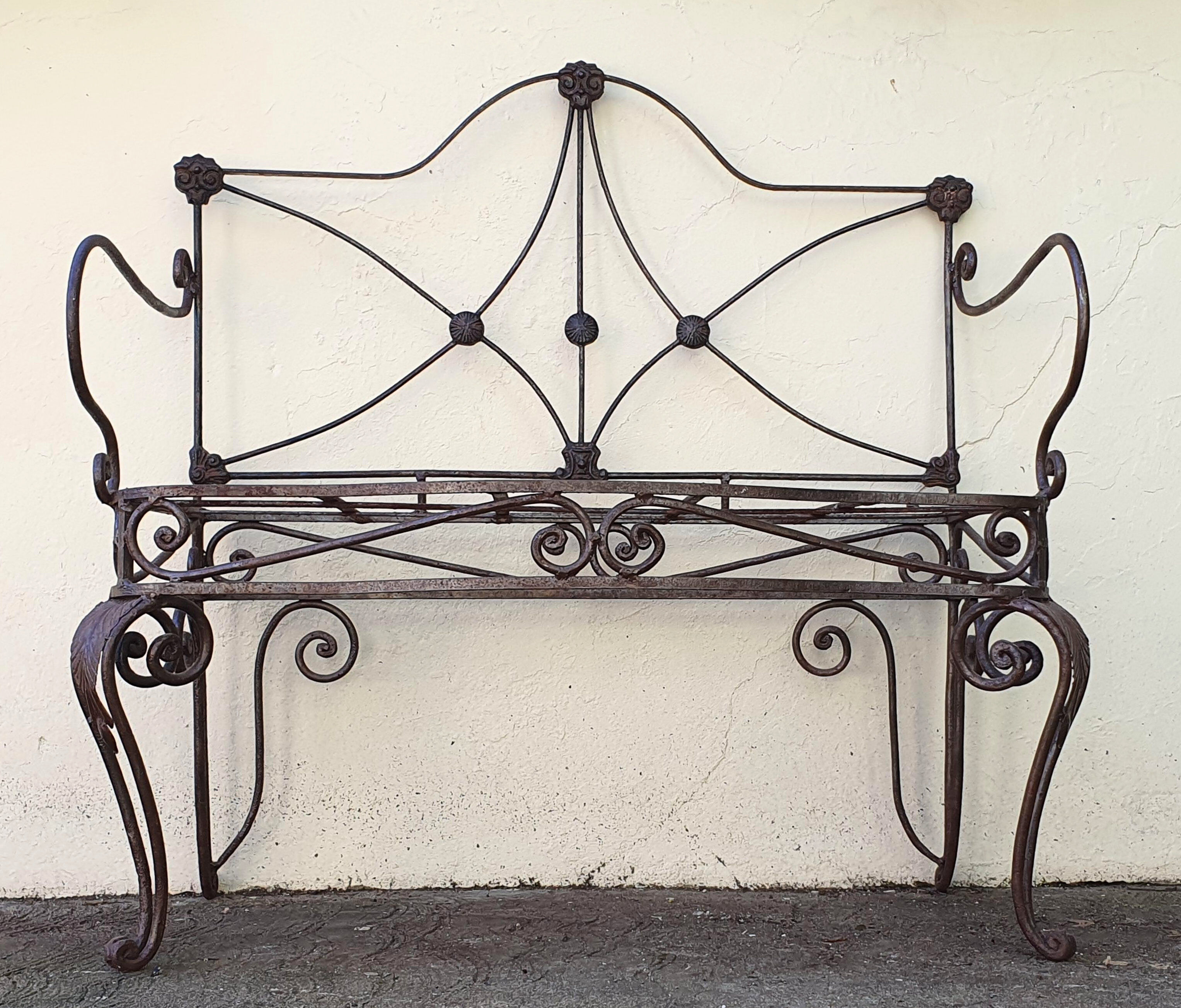 Wrought iron sofa bench