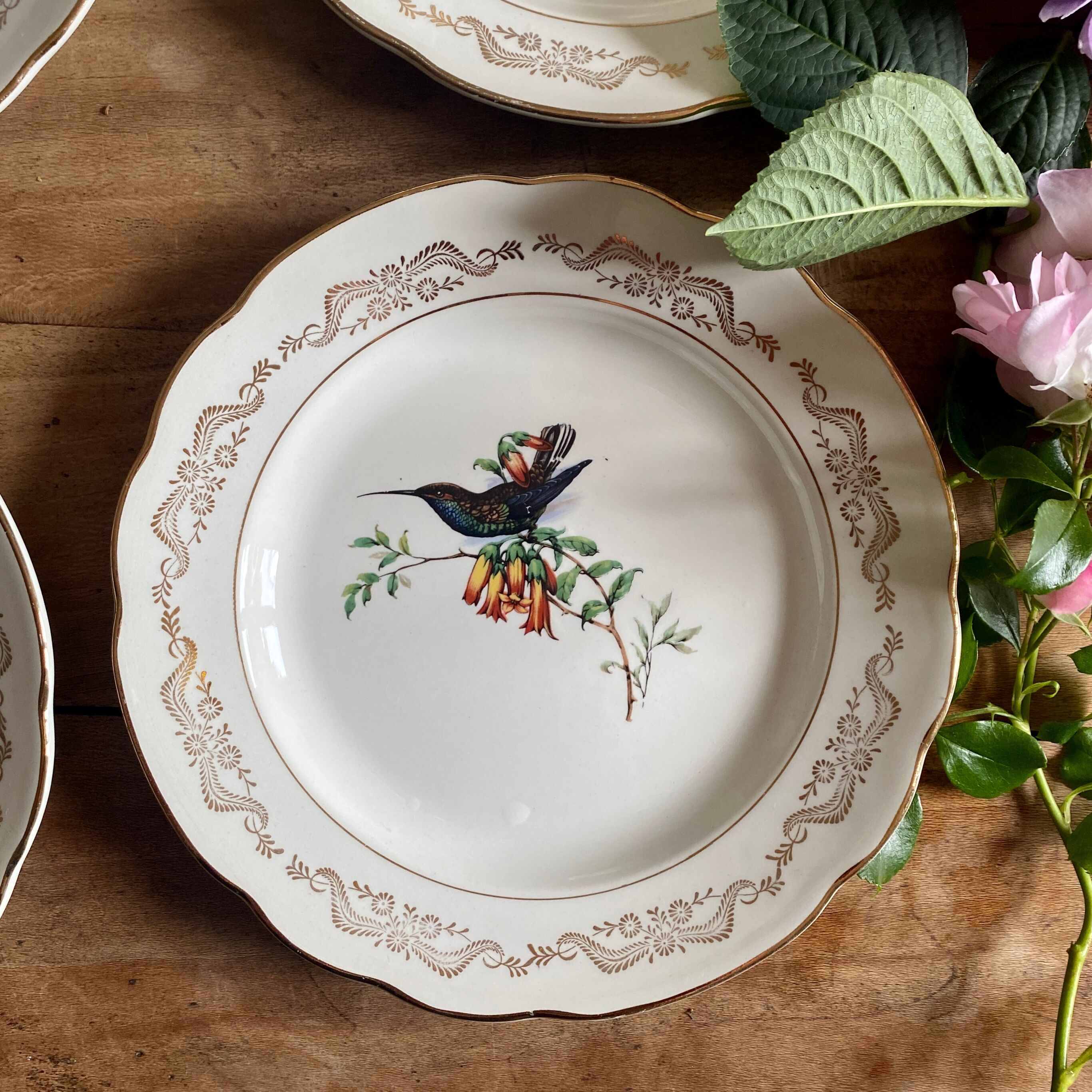 Set of 6 flat plates vintage model Moineaux de Paris de Gien