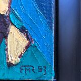 Oil on canvas board by rené marie (1909-1973). seahorses