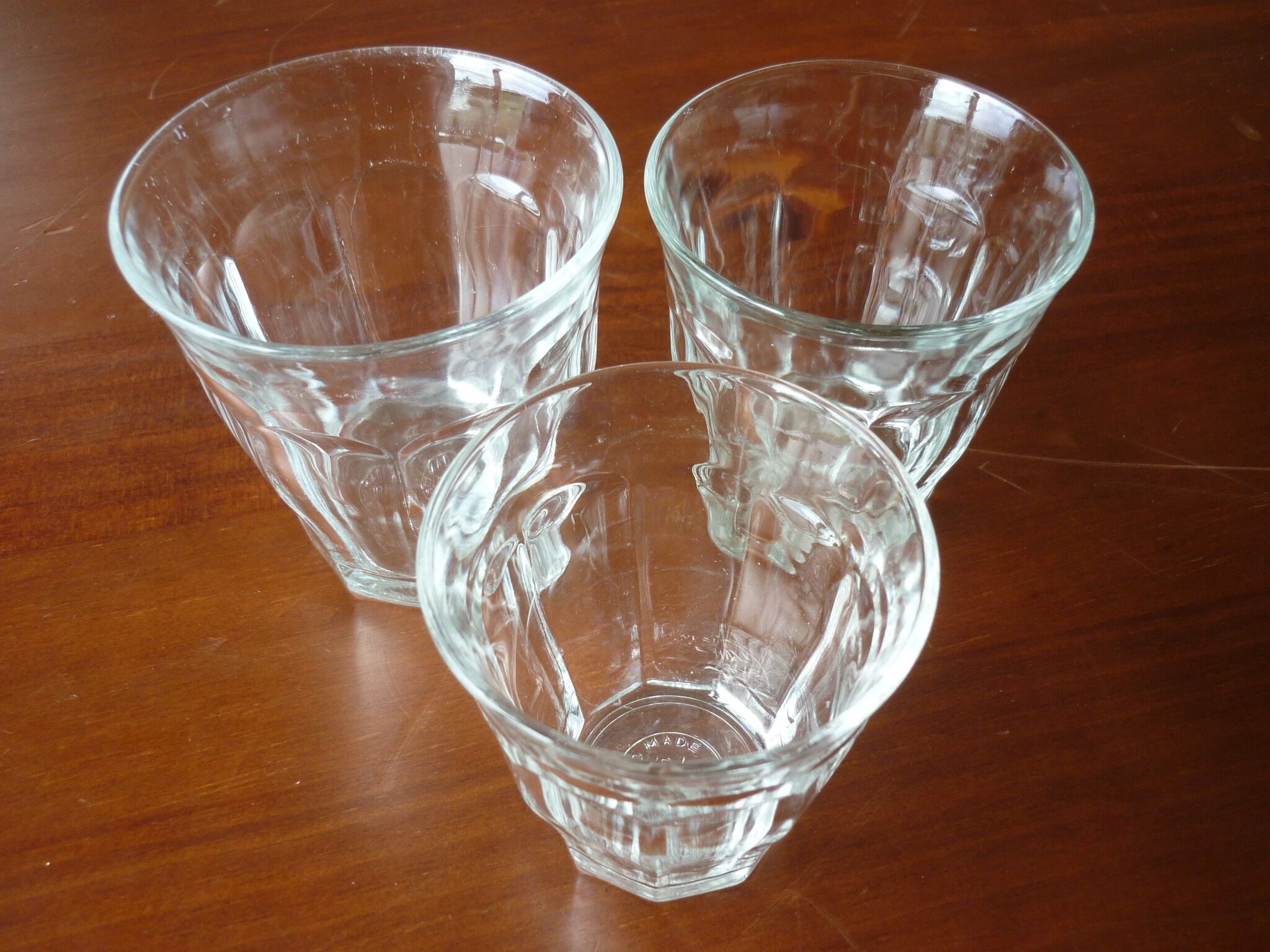 3 verres Duralex transparents
