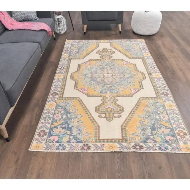 1970s Vintage Turkish Hand-Knotted Area Rug 134x221