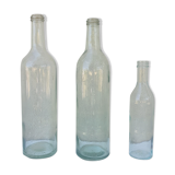 Set of 3 old bottles in mouth-blown glass