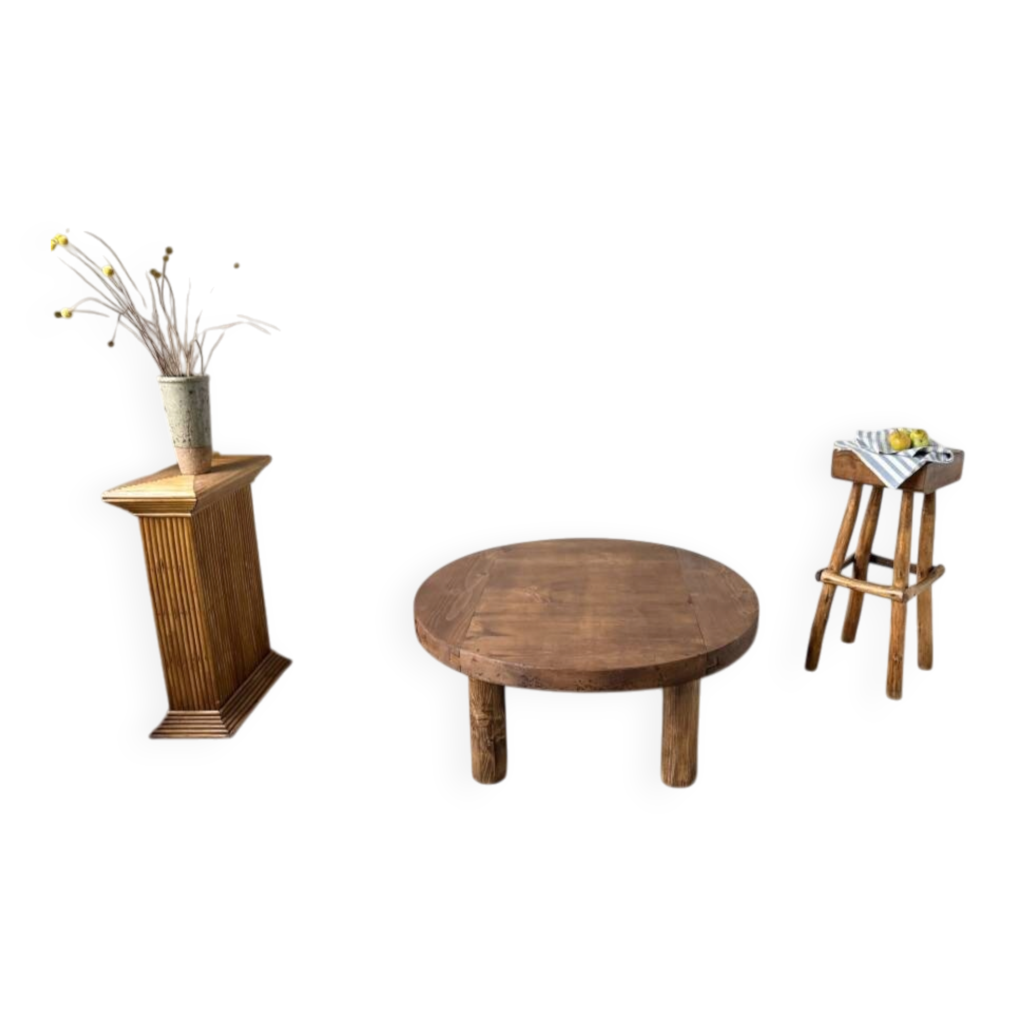 Round brutalist coffee table from the 1950s.