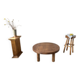 Table basse ronde brutaliste années 50
