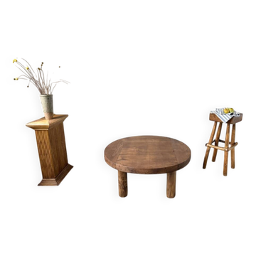 Round brutalist coffee table from the 1950s.