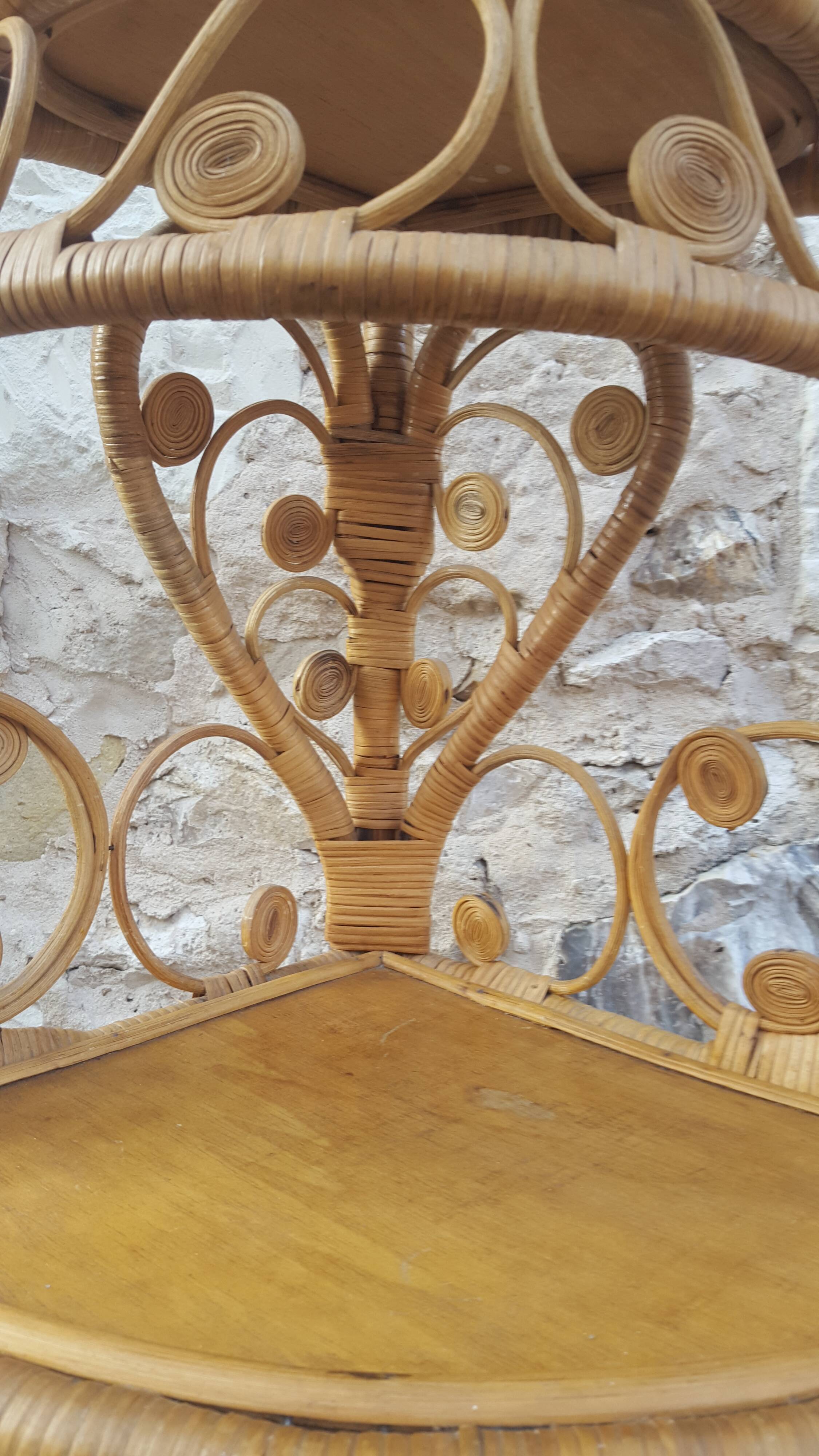 Vintage rattan notch shelf