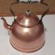 Vintage kettle in pink copper, brass and ceramic