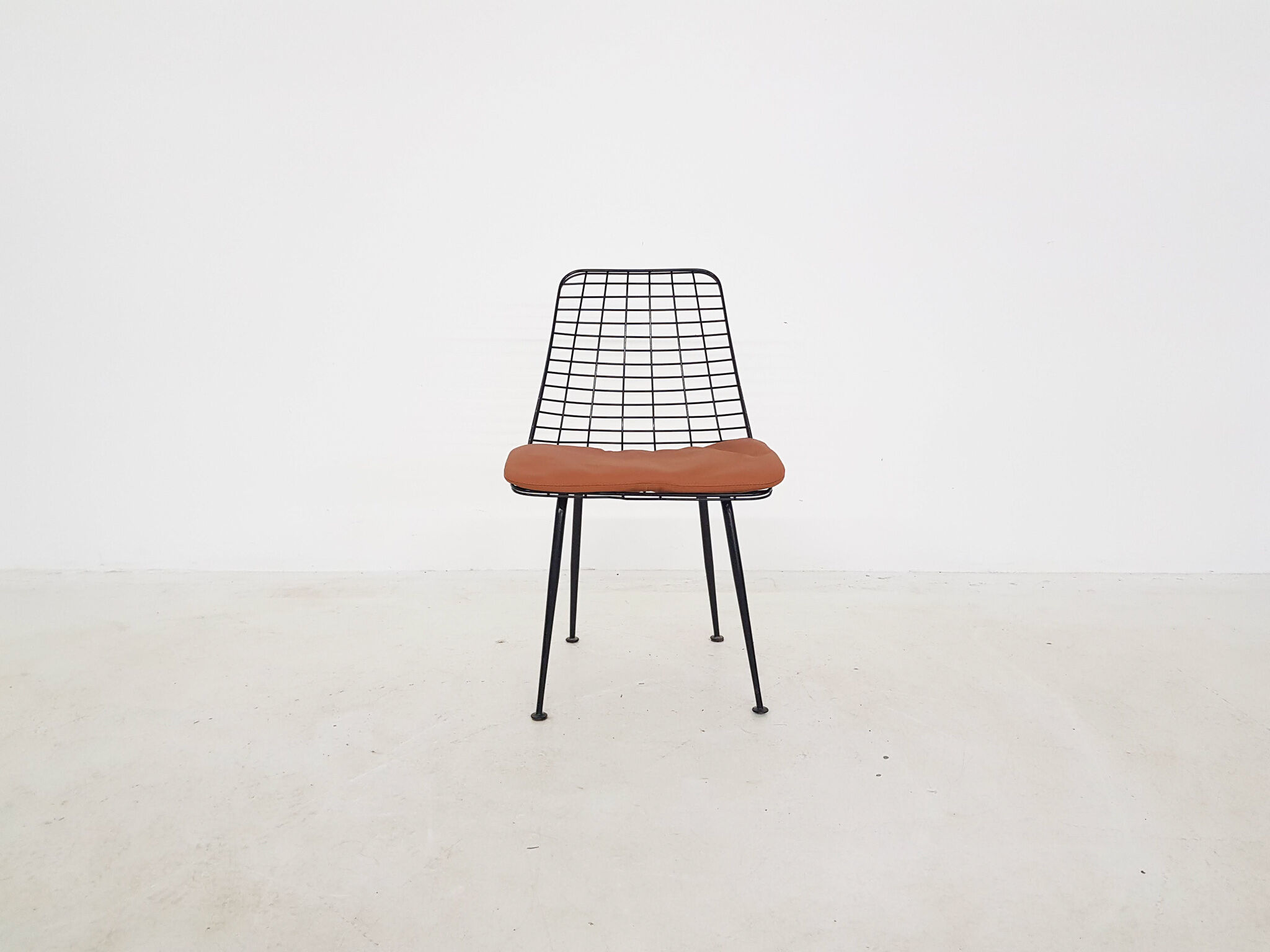 Black metal wire chair, The Netherlands 1950's