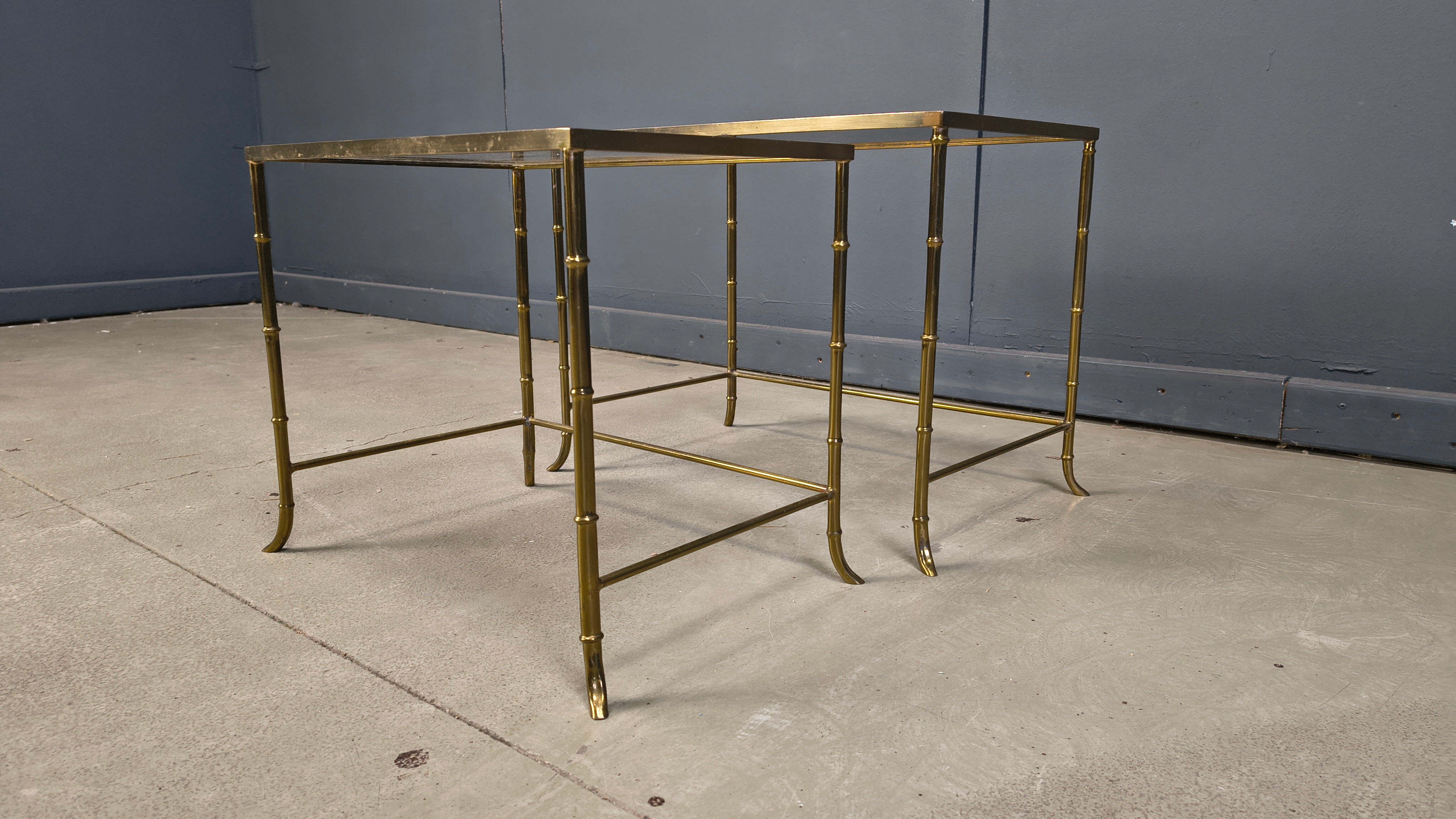 Brass faux bamboo nesting tables, 1960s