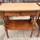 Pair of bedside tables or double-top wooden turned side tables Sty