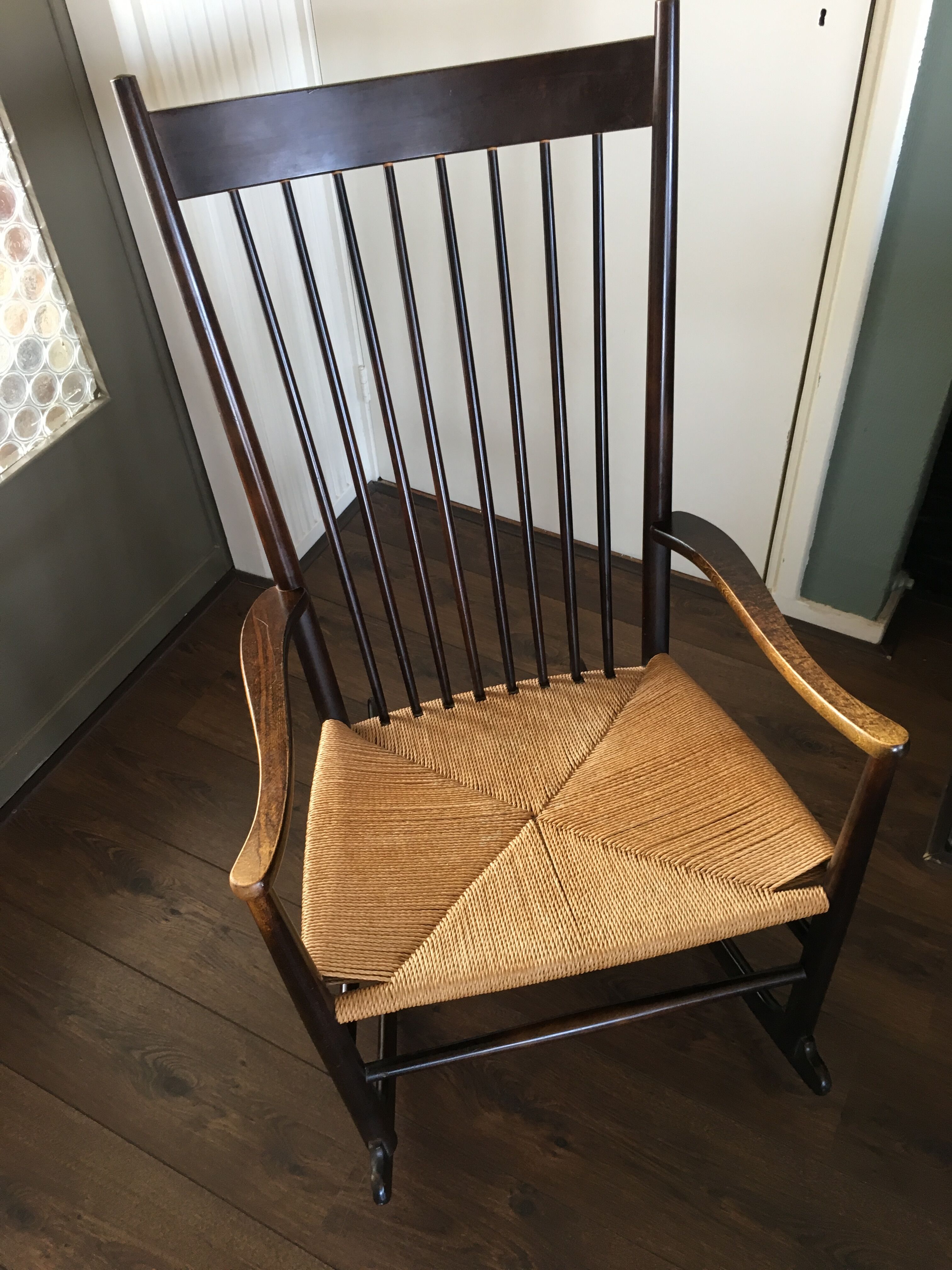 Vintage Scandinavian J16 rocking chair by Hans J. Wegner for FDB