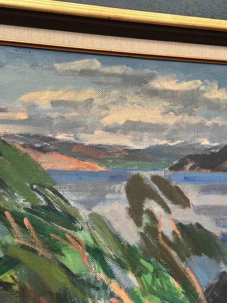Large original Swedish oil on canvas – "Rocky Shore" – Signed – vintage and framed – 91 × 70 cm (35.8 in × 27.6 in)